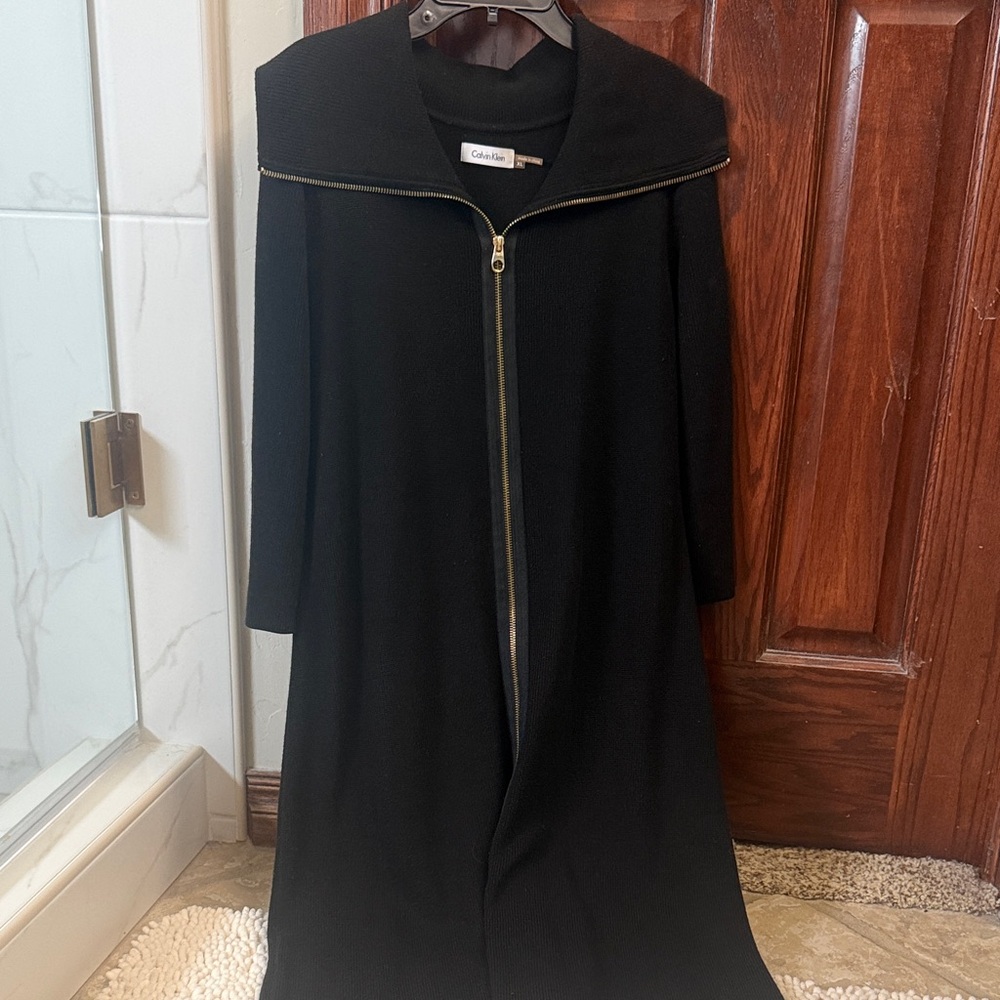 Calvin Klein Black Long Sleeve Sweater Dress with Zipper